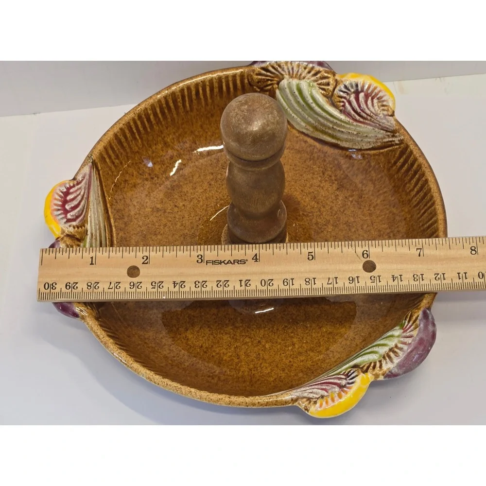 Vintage MCM California Originals Ceramic Tidbit Tray Amber Speckle Glaze 512 USA